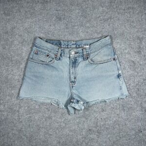 Vintage Levi's 555 Denim Shorts Womens 7 JR 27x2 Light Blue Low Rise Cut Off 90s